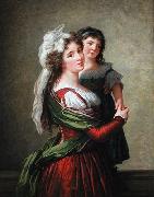 elisabeth vigee-lebrun Madame Rousseau et sa fille. oil painting on canvas